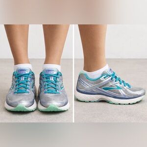 Brooks Women's Teal & silver Adrenilin Athletic Shoes. Pre loved condit. sz 9.5